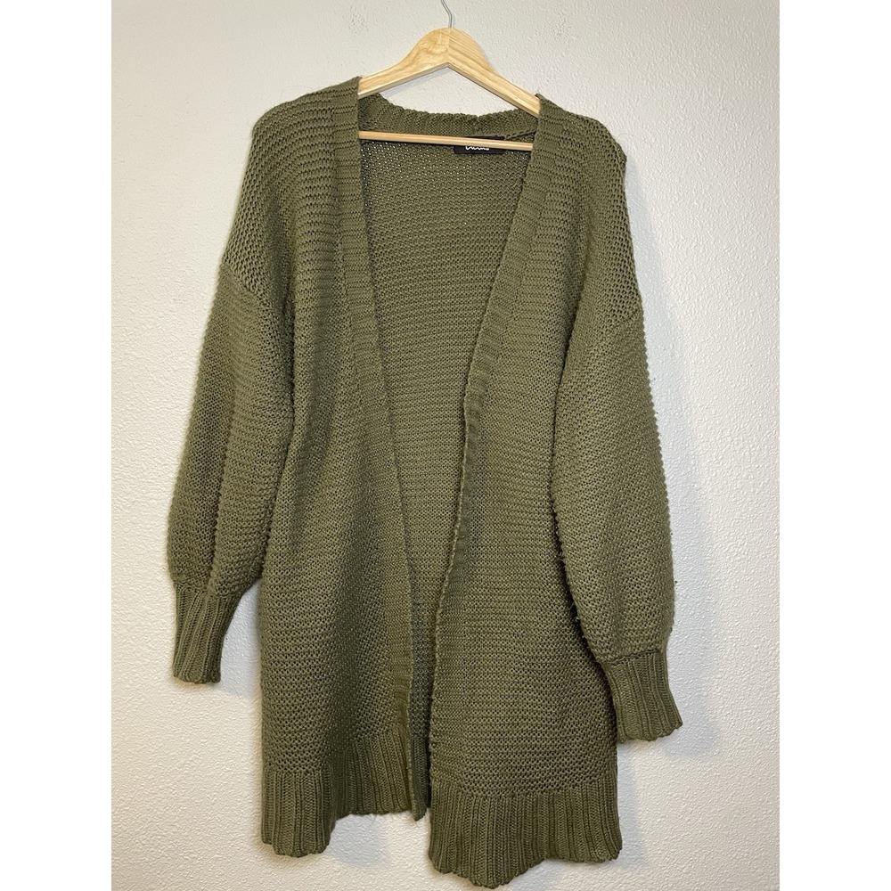 Lulus‎ Sweater Womens Large* Green Open Front Chunky Knit Cardigan Long Sleeve